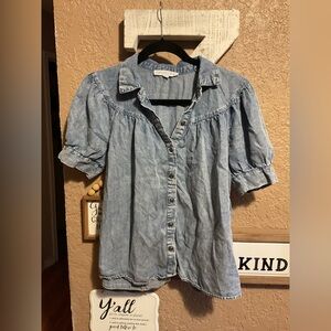 Jane + Delance Denim Chambray Button Front Top Women’s Size Small